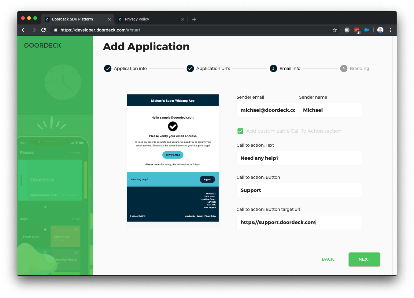 Email Customization Screen